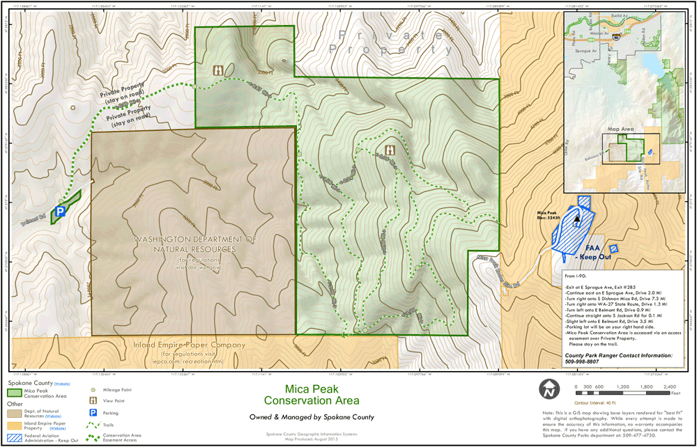 Official Trail Map for Mica Peak Conservation Area